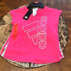 Girls Adidas shirt and gray shorts